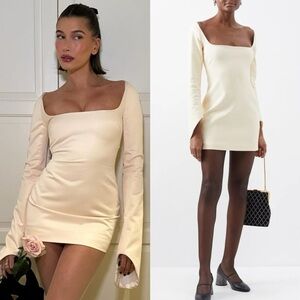 Khaite cream Tate mini dress in bone